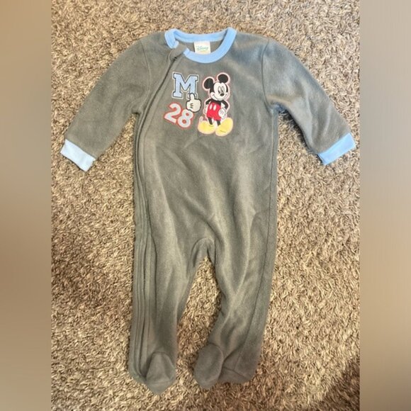 Disney baby Mickey Mouse footed fleece pajama sleepers 3-6 months - Picture 2 of 5